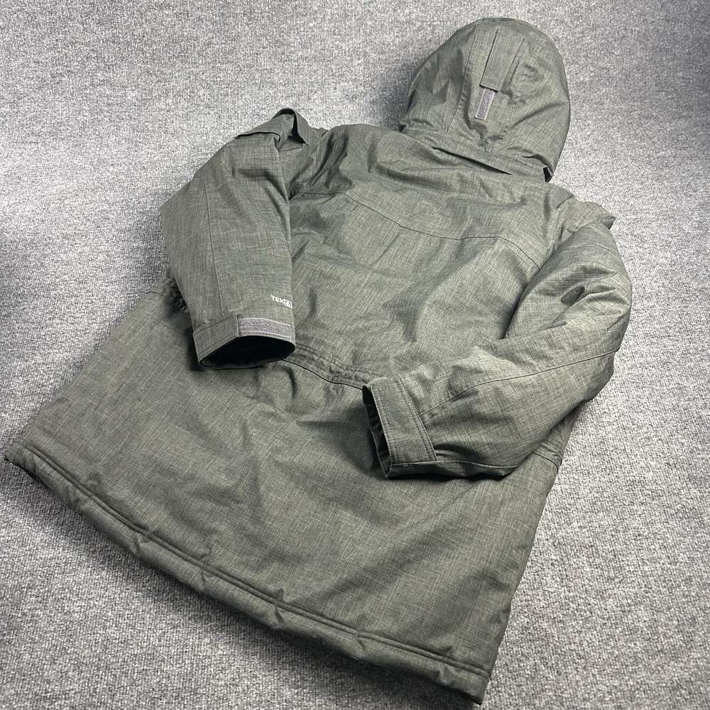 L.L.Bean Coat Mens XL Grey Hooded TEK Insulated Parka Faux Fur Trim Winter - Picture 5 of 6